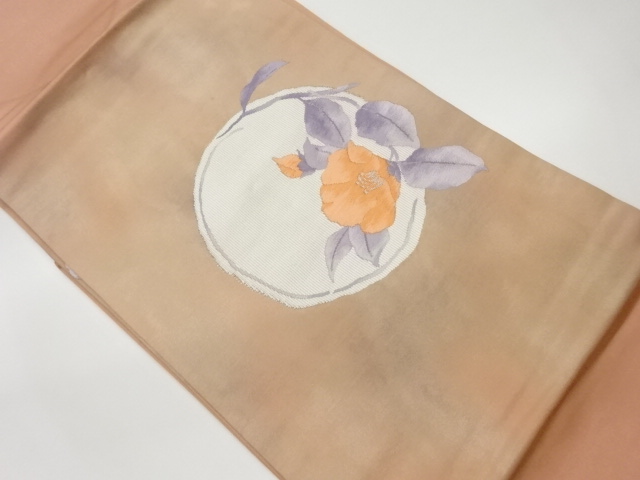 JAPANESE KIMONO / VINTAGE NAGOYA OBI / WOVEN FLOWER & ROUNDEL